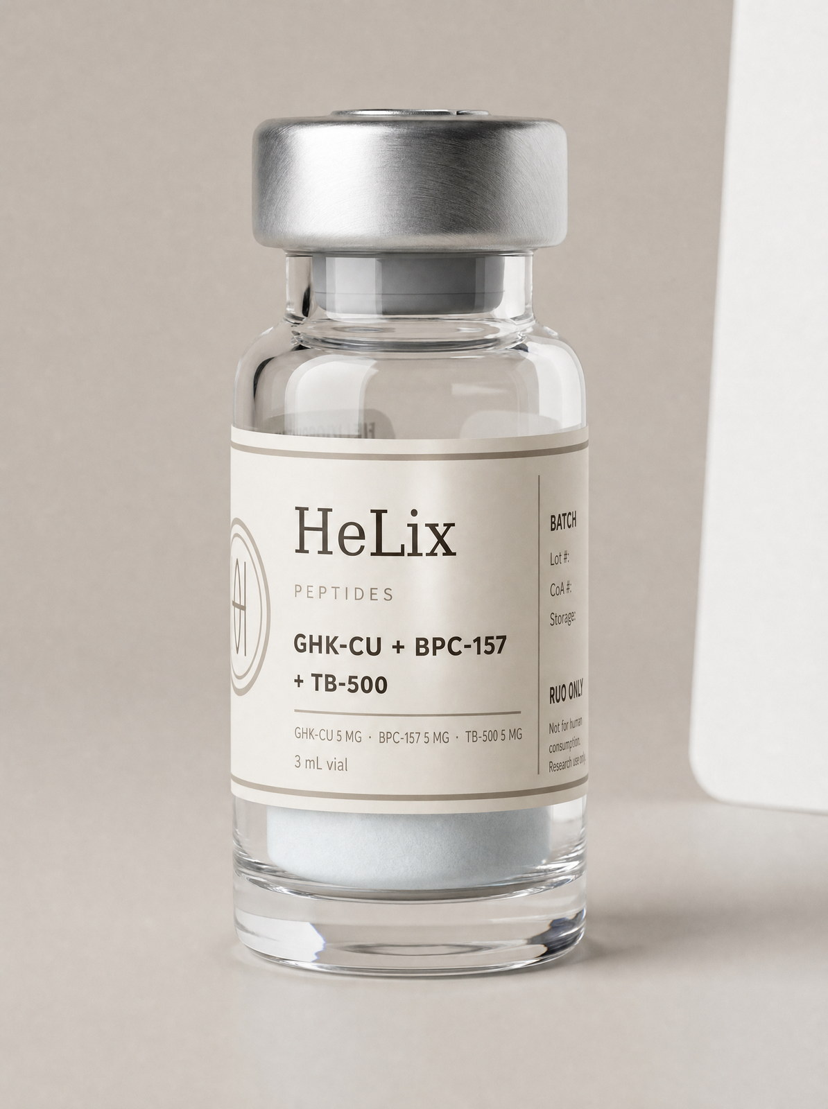 GHK-Cu + BPC-157 + TB-500 Fragment + KPV — HLX-B08 — 100 + 10 + 10 + 10 mg